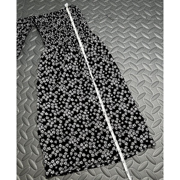 Lulus Picking Daisies Flower print Off-the-Shoulder mini black dress 100%rayon L - Picture 9 of 12